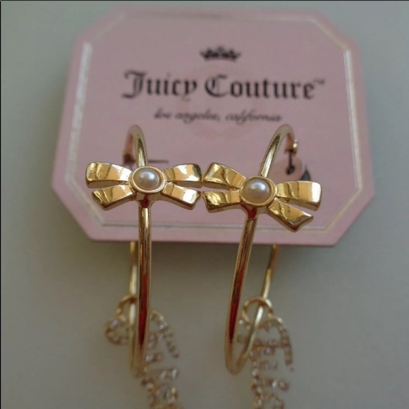 New Juicy Couture Gold Tone Hoop Earrings - Picture 7 of 8